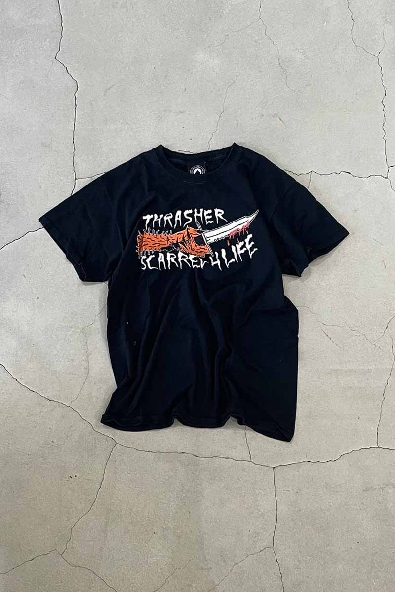 S/S SCARRED 4 LIFE LOGO PRINT T-SHIRT / BLACK [SIZE: M USED]