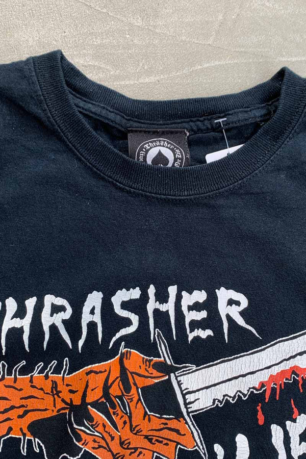 S/S SCARRED 4 LIFE LOGO PRINT T-SHIRT / BLACK [SIZE: M USED]