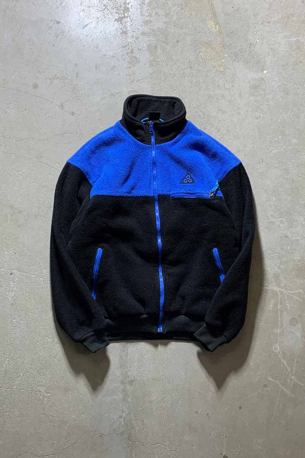 90'S ZIP FLEECE JACKET / BLUE / BLACK [SIZE: M USED]