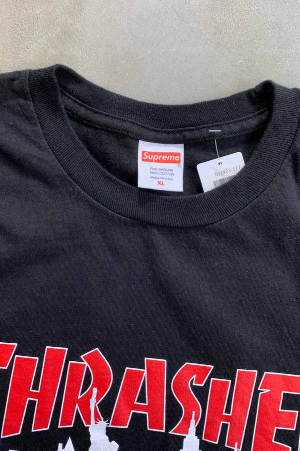 MADE IN USA 21 FW S/S THRASHER SKYLINE T-SHIRT / BLACK [SIZE: XL USED]