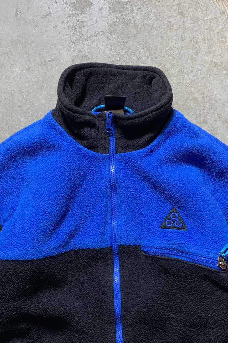 90'S ZIP FLEECE JACKET / BLUE / BLACK [SIZE: M USED]