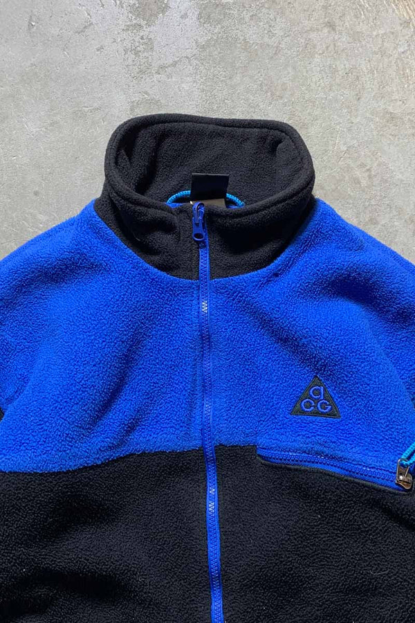90'S ZIP FLEECE JACKET / BLUE / BLACK [SIZE: M USED]