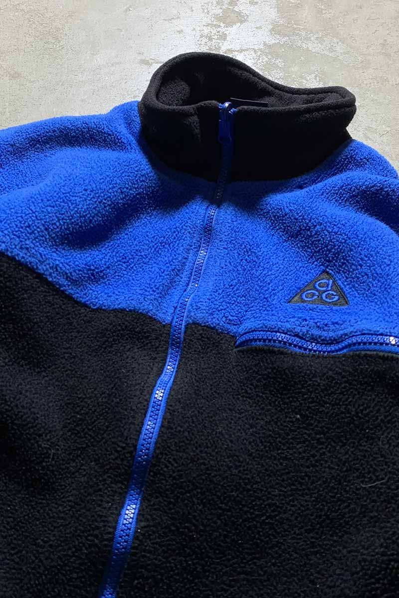 90'S ZIP FLEECE JACKET / BLUE / BLACK [SIZE: M USED]