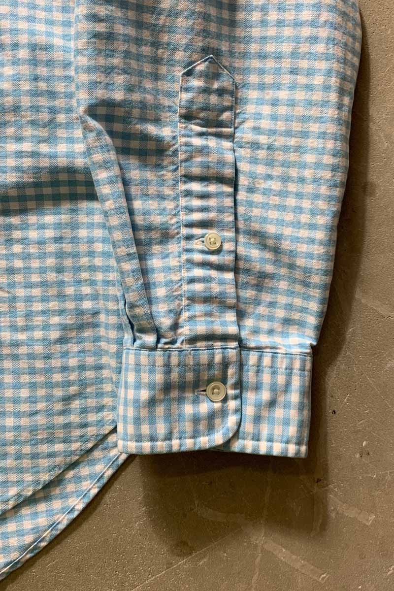 90'S L/S B.D GINGHAM CHECK SHIRT / BLUE [SIZE: L USED]