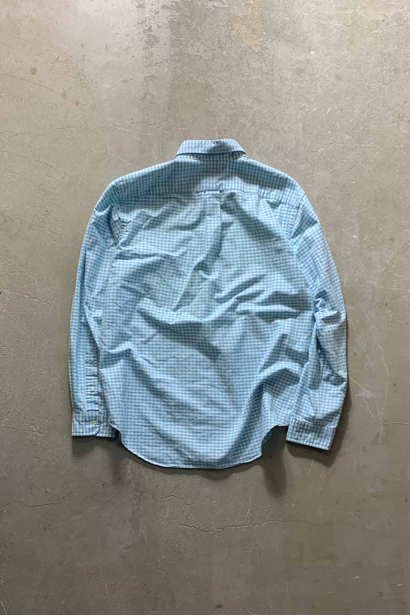 90'S L/S B.D GINGHAM CHECK SHIRT / BLUE [SIZE: L USED]
