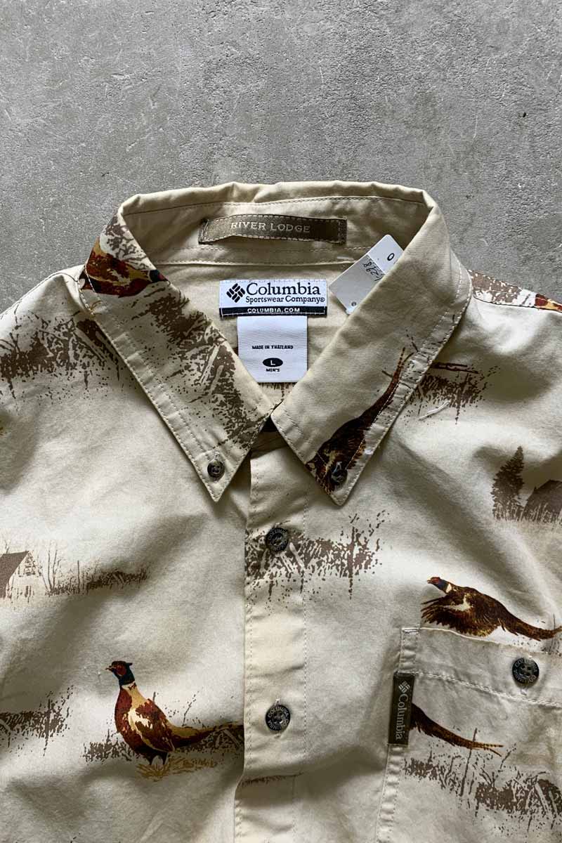 L/S PHEASANT PATTERN SHIRT / BEIGE [SIZE: L USED]