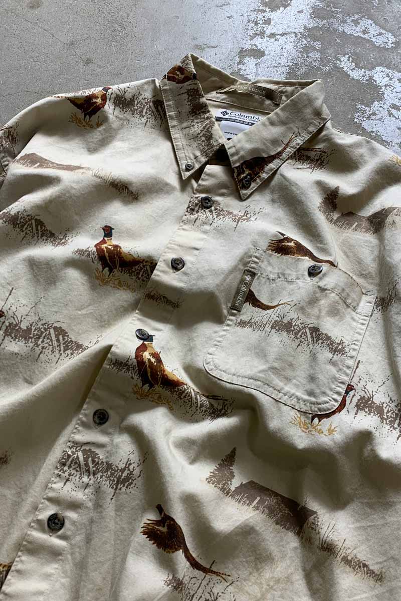 L/S PHEASANT PATTERN SHIRT / BEIGE [SIZE: L USED]