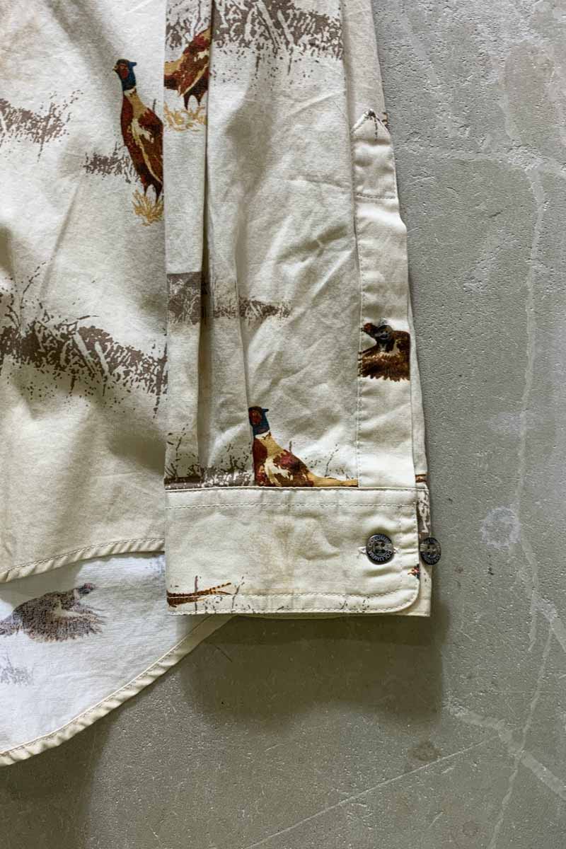 L/S PHEASANT PATTERN SHIRT / BEIGE [SIZE: L USED]