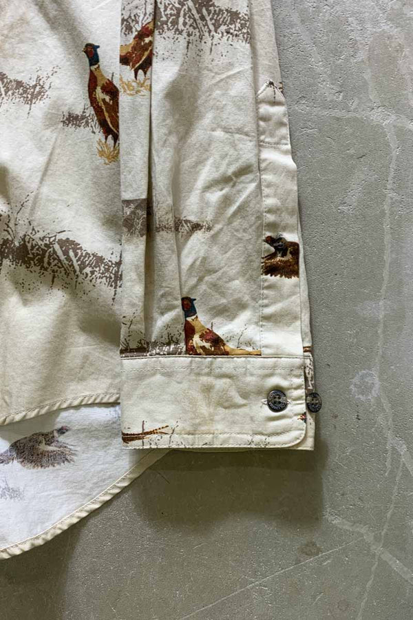 L/S PHEASANT PATTERN SHIRT / BEIGE [SIZE: L USED]
