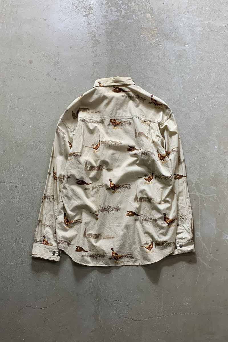 L/S PHEASANT PATTERN SHIRT / BEIGE [SIZE: L USED]