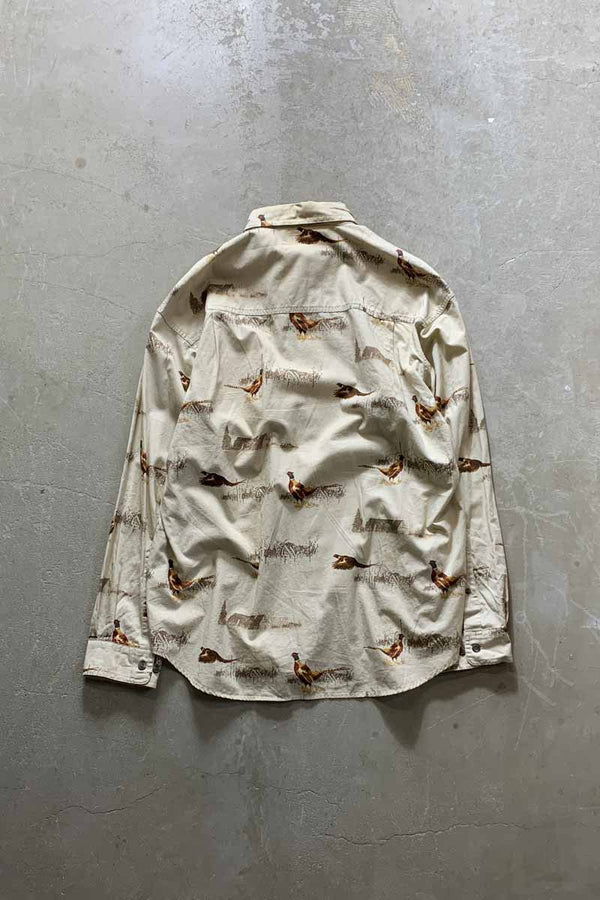L/S PHEASANT PATTERN SHIRT / BEIGE [SIZE: L USED]