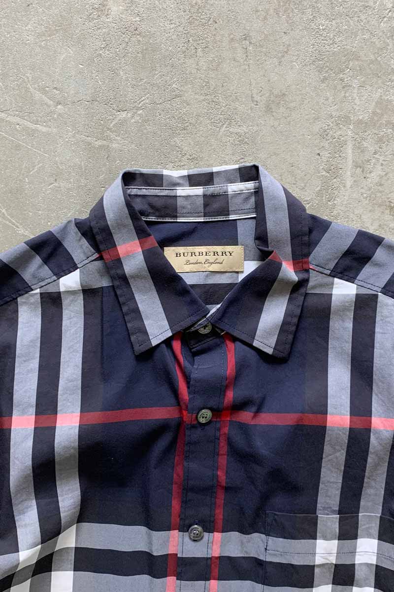L/S CHECK SHIRT / NAVY [SIZE: S USED]