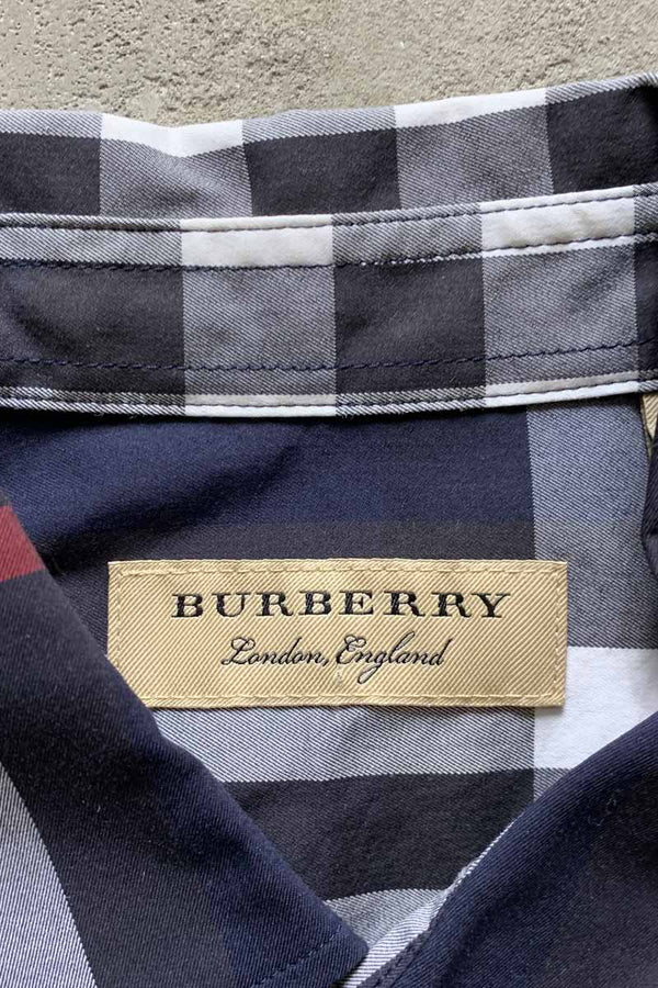 L/S CHECK SHIRT / NAVY [SIZE: S USED]