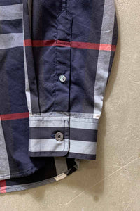 L/S CHECK SHIRT / NAVY [SIZE: S USED]