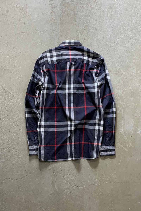 L/S CHECK SHIRT / NAVY [SIZE: S USED]