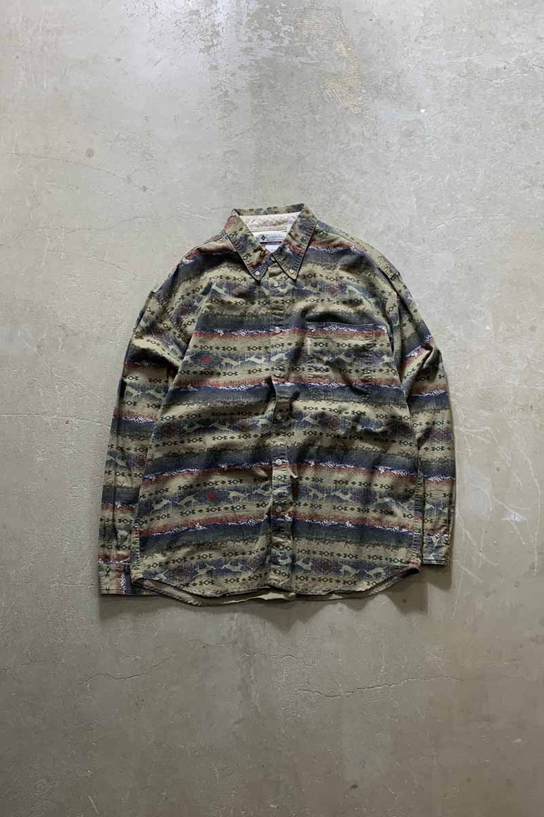 L/S DEER PATTERN SHIRT / KHAKI [SIZE: XL USED]