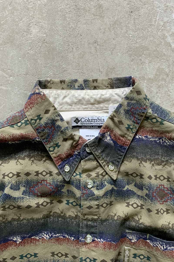 L/S DEER PATTERN SHIRT / KHAKI [SIZE: XL USED]