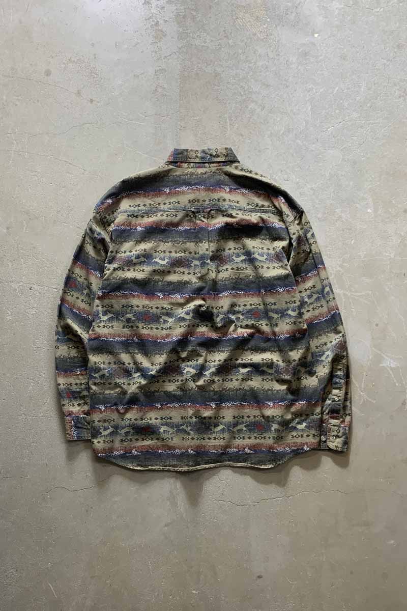 L/S DEER PATTERN SHIRT / KHAKI [SIZE: XL USED]