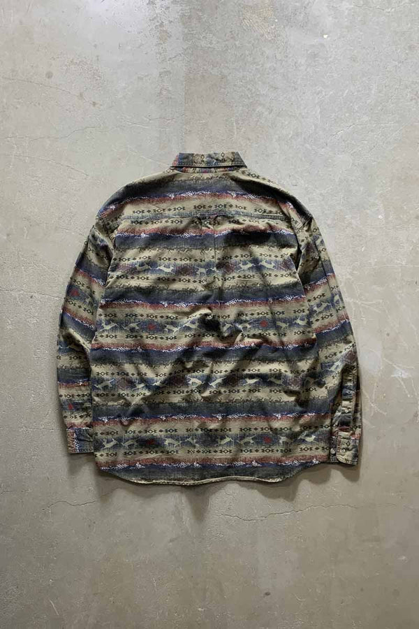 L/S DEER PATTERN SHIRT / KHAKI [SIZE: XL USED]