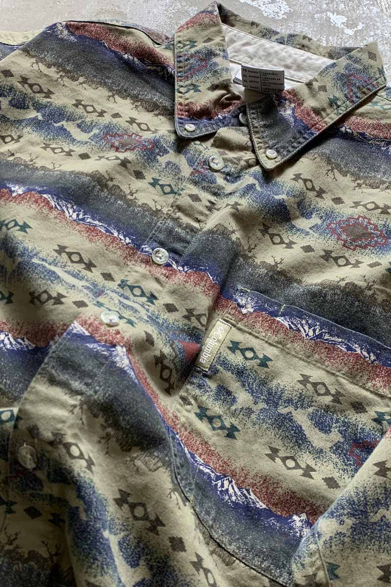 L/S DEER PATTERN SHIRT / KHAKI [SIZE: XL USED]