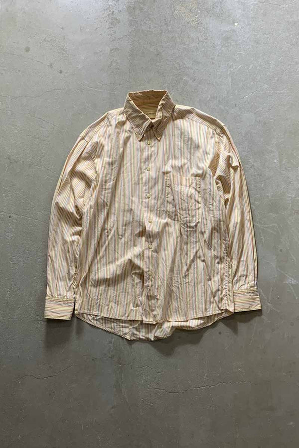 MADE IN USA 90'S L/S B.D STRIPE SHIRT / BEIGE [SIZE: M USED]