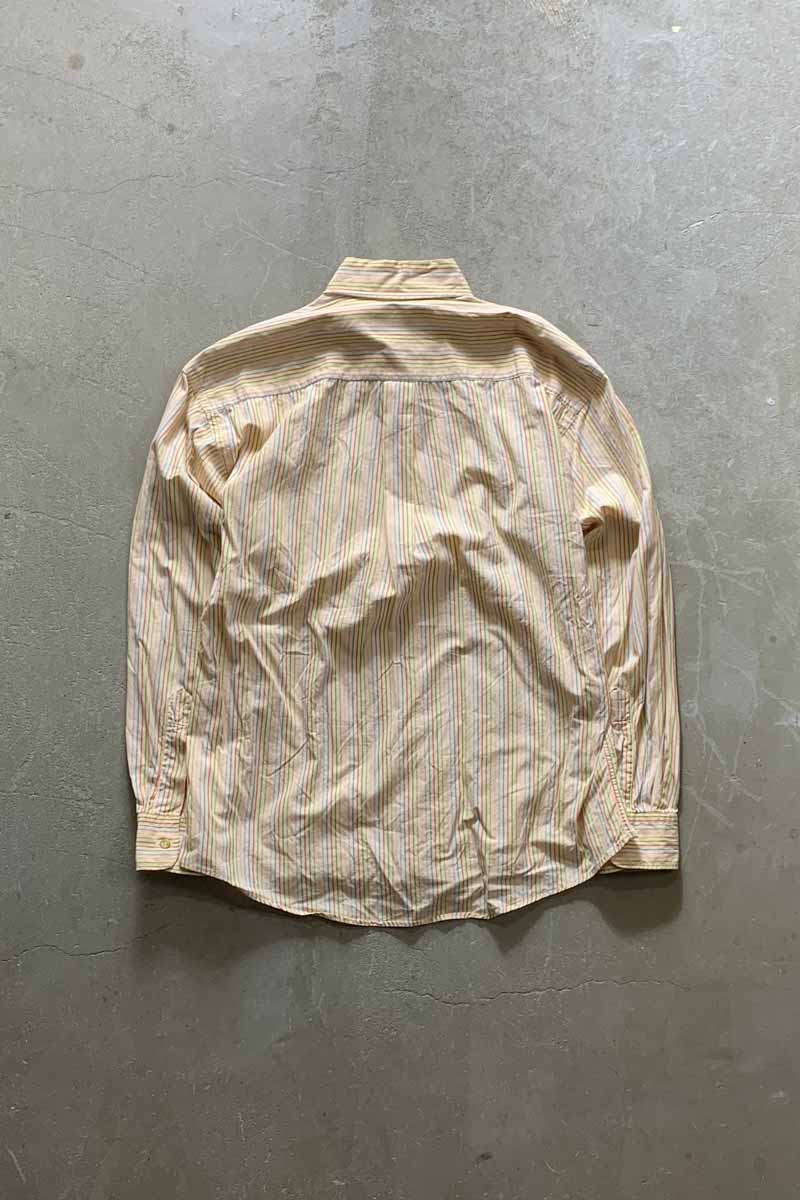 MADE IN USA 90'S L/S B.D STRIPE SHIRT / BEIGE [SIZE: M USED]