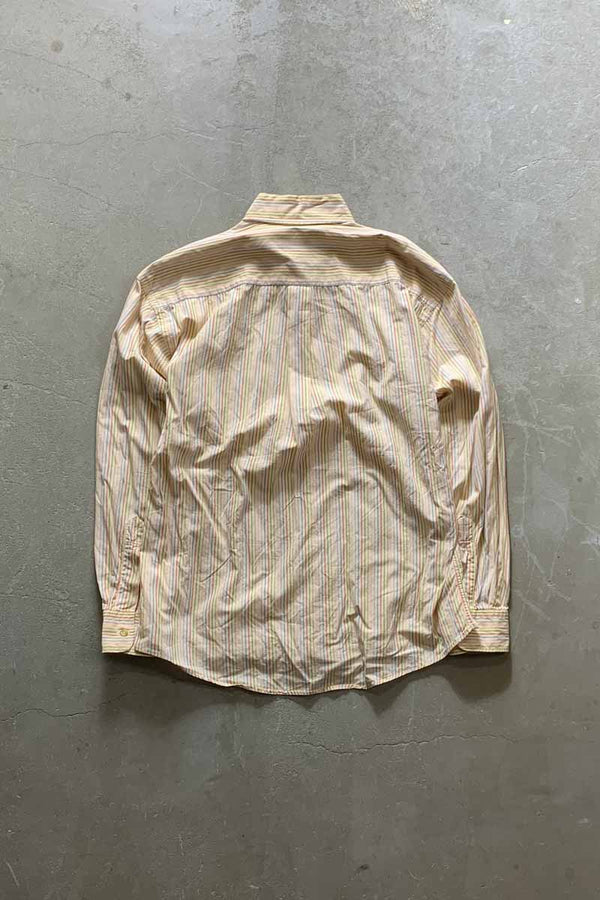 MADE IN USA 90'S L/S B.D STRIPE SHIRT / BEIGE [SIZE: M USED]