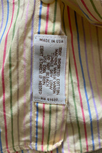 MADE IN USA 90'S L/S B.D STRIPE SHIRT / BEIGE [SIZE: M USED]