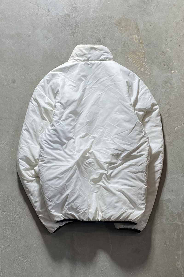 90'S HALF ZIP PULLOVER REVERSIBLE NYLON PUFF JACKET/ WHITE/NAVY [SIZE:L USED]