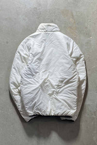 90'S HALF ZIP PULLOVER REVERSIBLE NYLON PUFF JACKET/ WHITE/NAVY [SIZE:L USED]