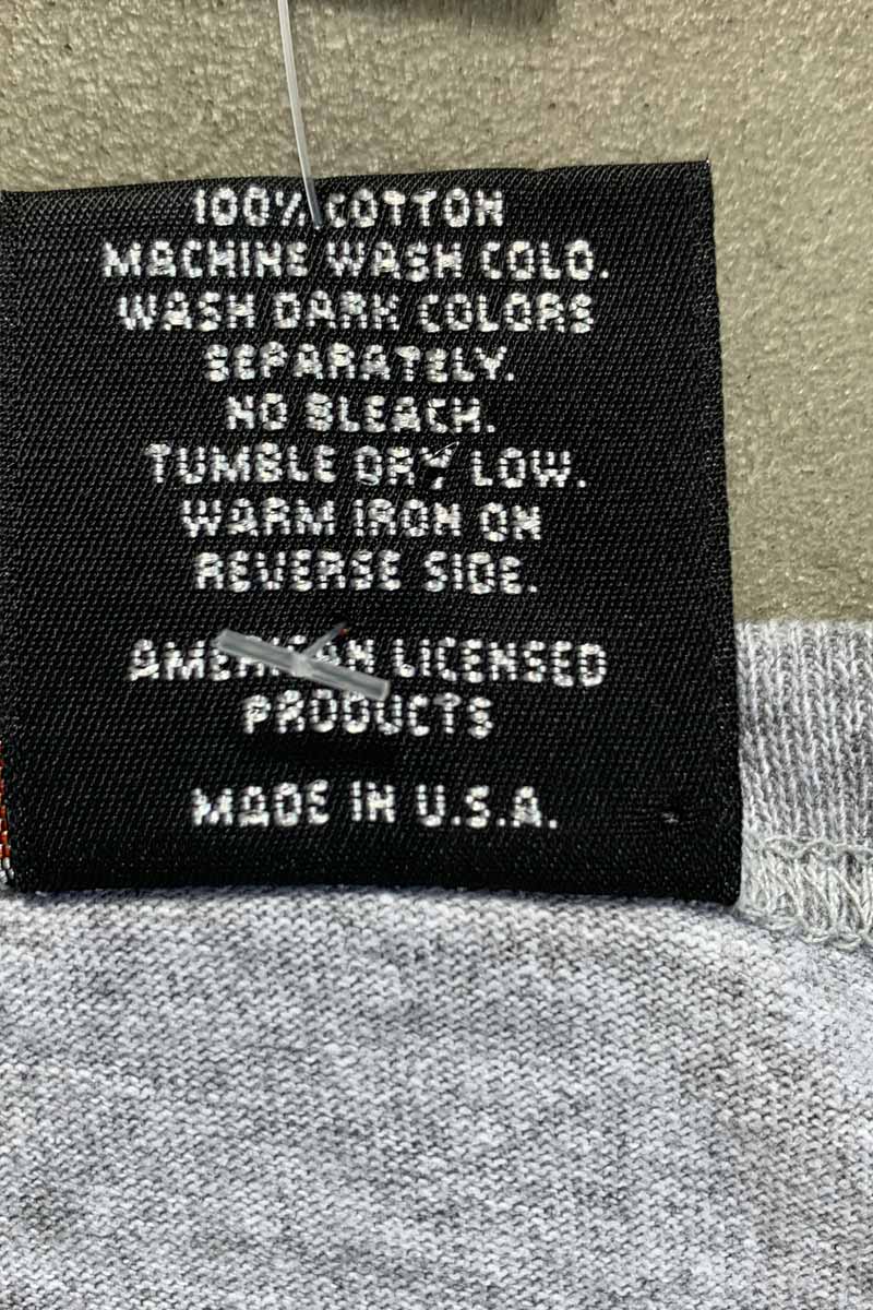 MADE IN USA 90'S S/S TWO TONE LOGO EMBROIDERY MOTORCYCLE T-SHIRT / GRAY / CHARCOAL [SIZE: XL USED]