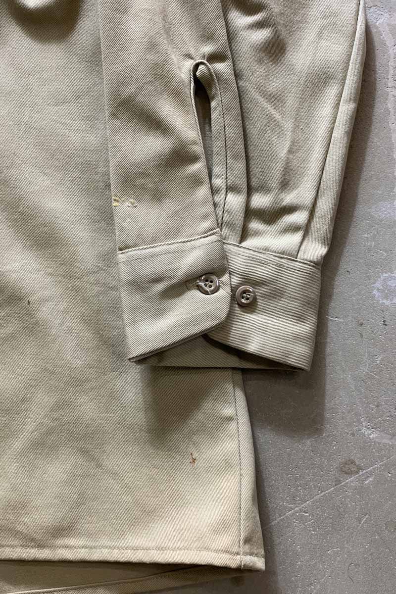 MADE IN USA 70-80'S L/S DONNELL PATCH WORK SHIRT / BEIGE [SIZE: XL USED]