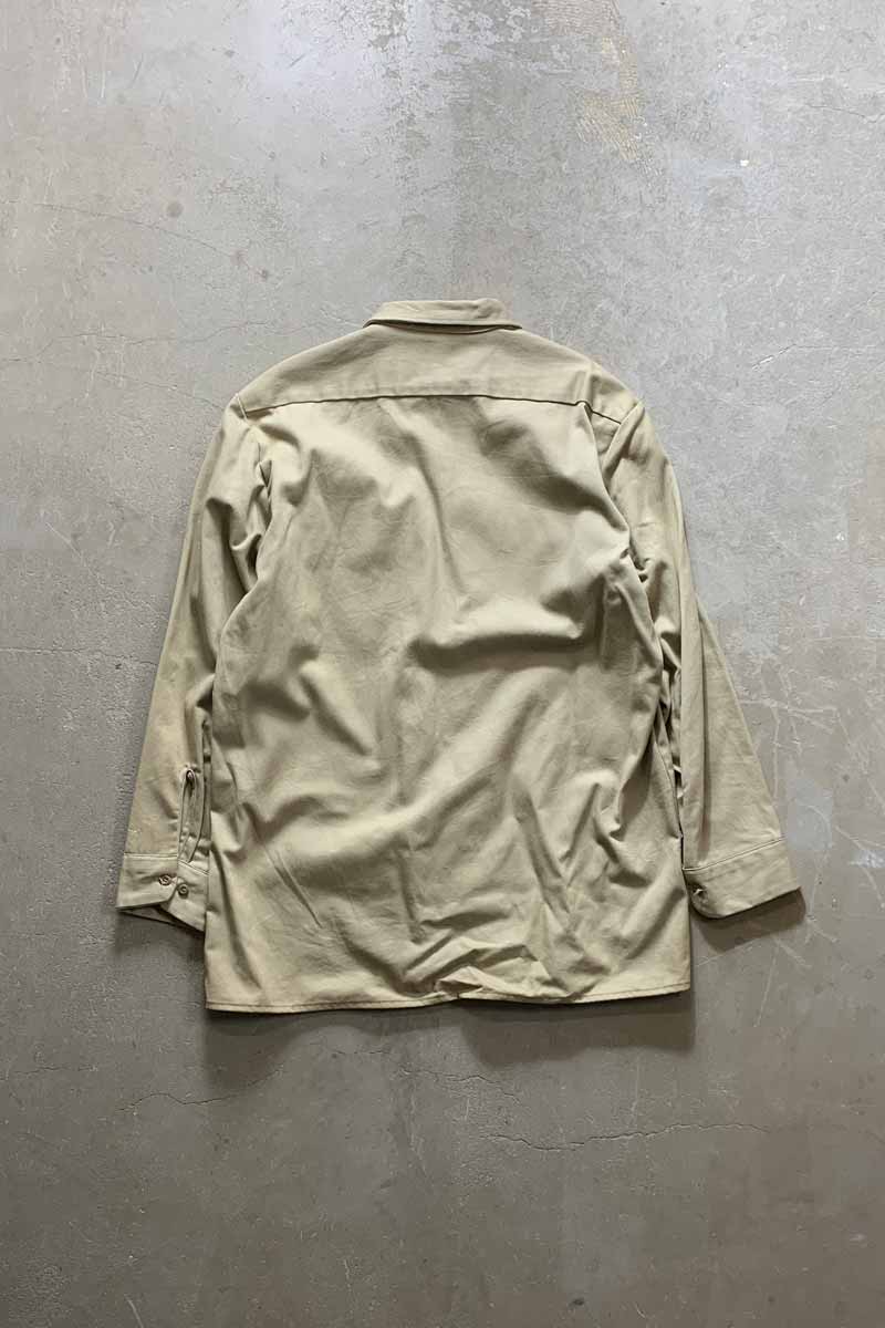 MADE IN USA 70-80'S L/S DONNELL PATCH WORK SHIRT / BEIGE [SIZE: XL USED]