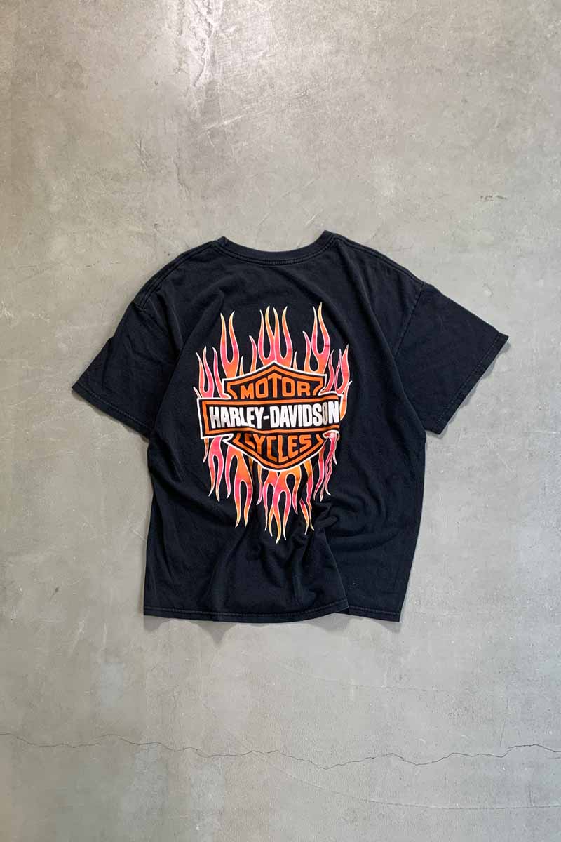 90'S S/S HARLEY DAVIDSON LOGO BACK PRINT T-SHIRT / BLACK [SIZE: L USED]