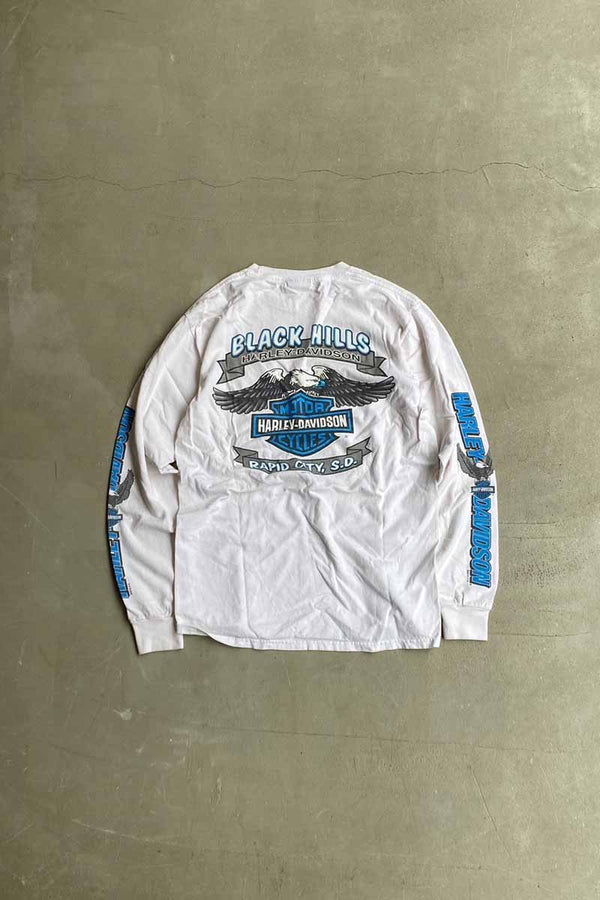 L/S BLACK HILLS BACK PRINT T-SHIRT / WHITE [SIZE: M USED]