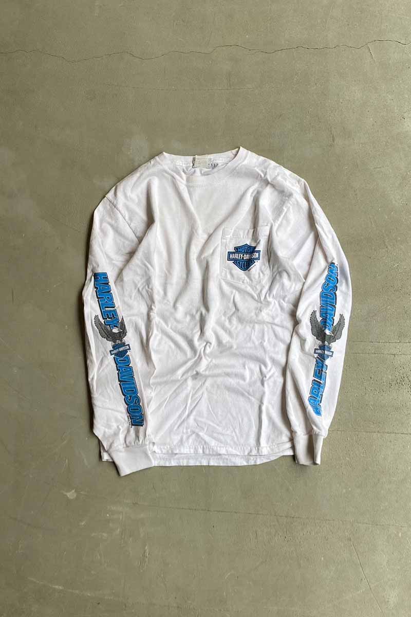 L/S BLACK HILLS BACK PRINT T-SHIRT / WHITE [SIZE: M USED]