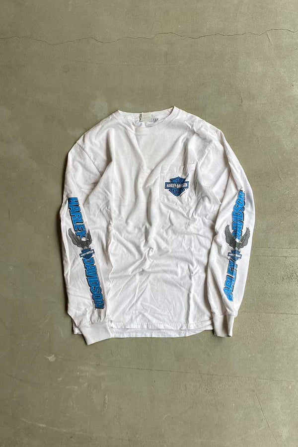 L/S BLACK HILLS BACK PRINT T-SHIRT / WHITE [SIZE: M USED]