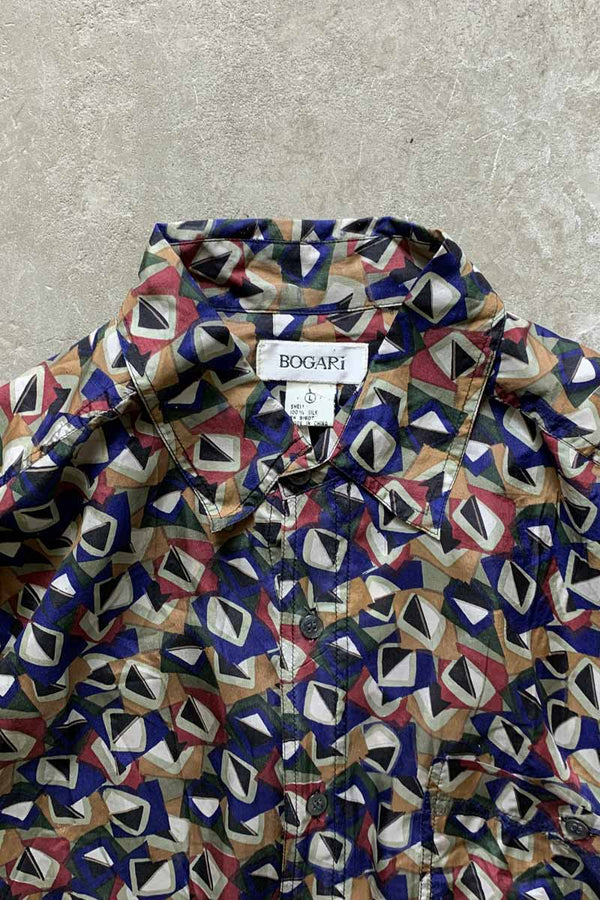 90'S L/S DESIGN SILK SHIRT / MULTI [SIZE: L USED]