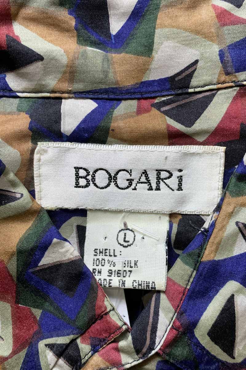 90'S L/S DESIGN SILK SHIRT / MULTI [SIZE: L USED]