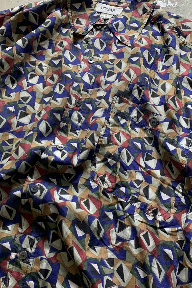 90'S L/S DESIGN SILK SHIRT / MULTI [SIZE: L USED]