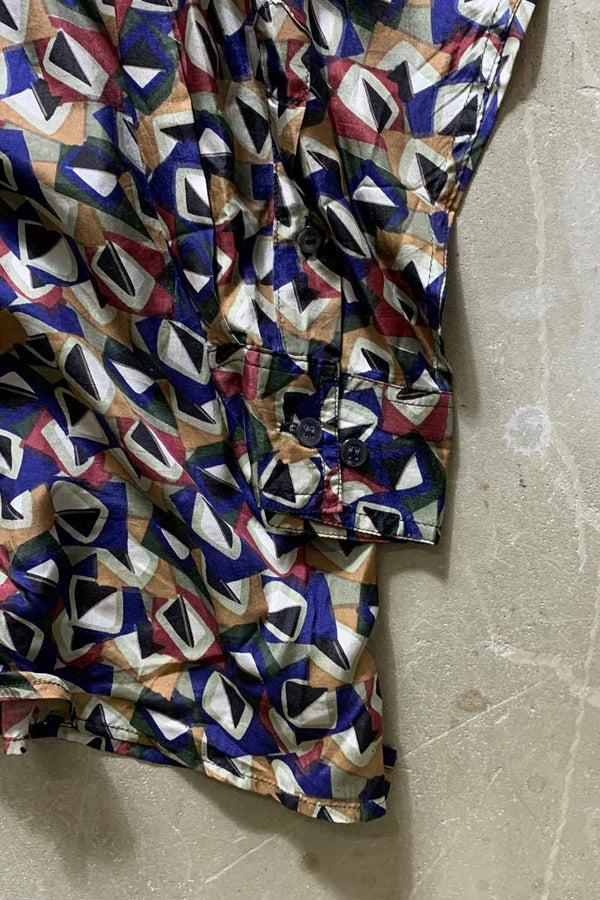 90'S L/S DESIGN SILK SHIRT / MULTI [SIZE: L USED]
