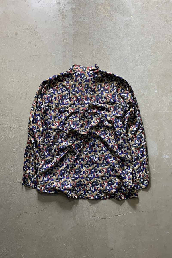 90'S L/S DESIGN SILK SHIRT / MULTI [SIZE: L USED]