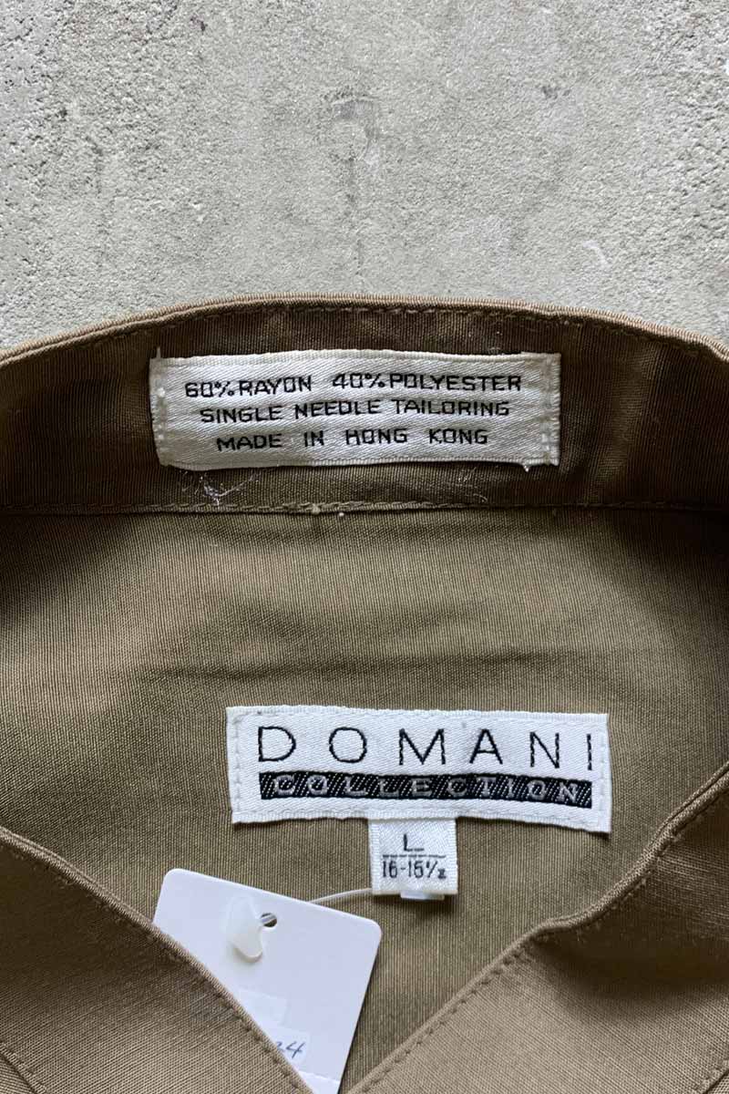 90'S STAND COLLAR SHIRT / KHAKI [SIZE: L USED]