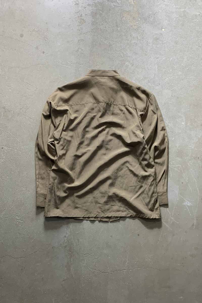 90'S STAND COLLAR SHIRT / KHAKI [SIZE: L USED]