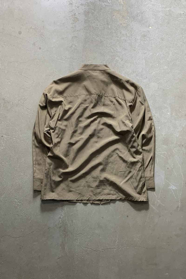 90'S STAND COLLAR SHIRT / KHAKI [SIZE: L USED]