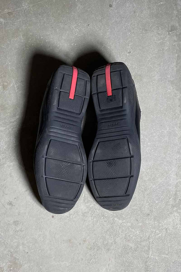 MADE IN ITALY VELCRO LEATHER SNEAKERS / BLACK [SIZE: US8.5 (approx. 26.5cm) USED]