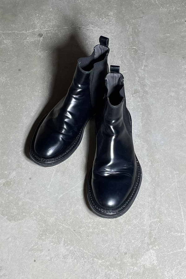 MADE IN ITALY SIDE GOA LEATHER BOOTS / BLACK [SIZE: US8.5 (equivalent to 26.5cm) USED]