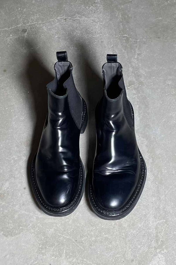 MADE IN ITALY SIDE GOA LEATHER BOOTS / BLACK [SIZE: US8.5 (equivalent to 26.5cm) USED]