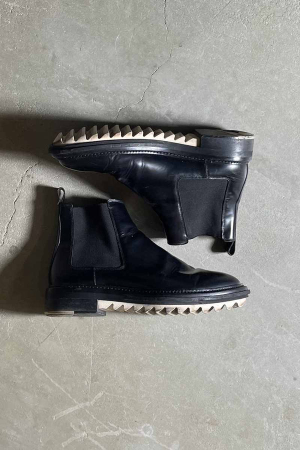 MADE IN ITALY SIDE GOA LEATHER BOOTS / BLACK [SIZE: US8.5 (equivalent to 26.5cm) USED]