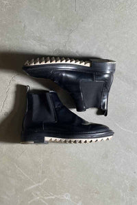 MADE IN ITALY SIDE GOA LEATHER BOOTS / BLACK [SIZE: US8.5(26.5cm相当) USED]